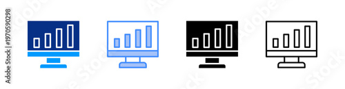 Chart Multiple Style Icon Set Vector 