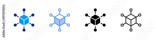 Digital Multiple Style Icon Set Vector 