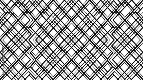 Abstract diagonal crisscross geometric black and white seamless pattern.
