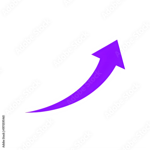 A vibrant purple colored arrow symbol pointing towards the upper right corner of the frame design isolated on white background