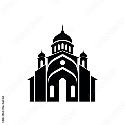 Orthodox Church Silhouette Vector Icon.