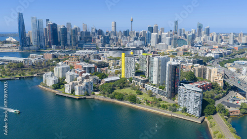 Fotografie the city of Sydney and the inner city suburb of Pyrmont.