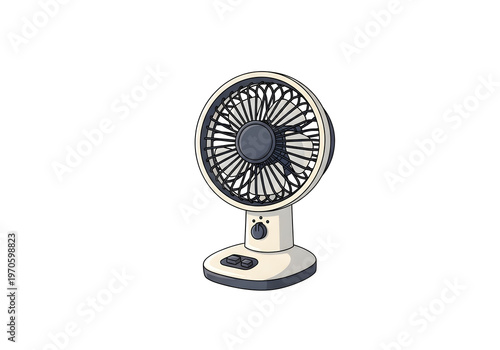 Desktop fan with modern design, providing a cool breeze and air circulation for comfort
