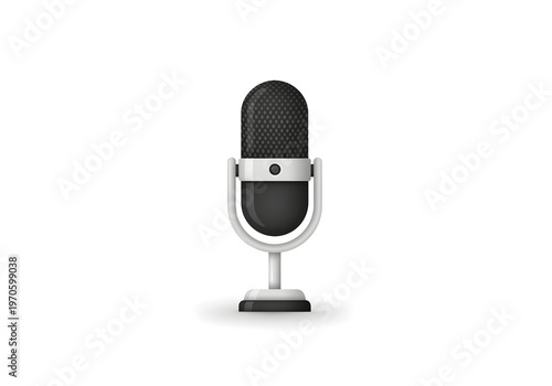 Classic retro microphone icon for podcasting, radio, or music recording, symbolizing voice and sound