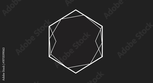 Geometric Hexagon Abstract Shape on Dark Background, Minimalist Design