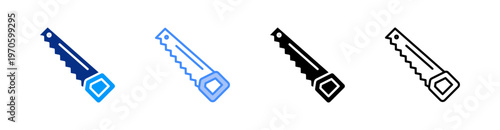 Hand Saw Multiple Style Icon Set Vector 