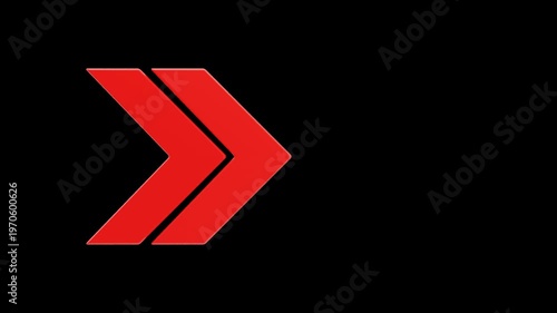 3D Dynamic Red Glowing Chevron Transition Element | Alpha Channel