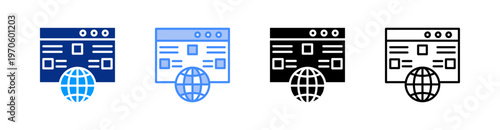Domain Registration Multiple Style Icon Set Vector 