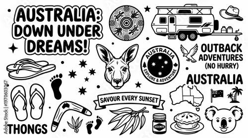 Australia Travel Icons and Symbols