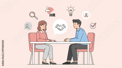 HR Manager Interviewing Candidate, Handshake, Job Interview, Recruitment, Business Meeting