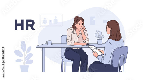 HR Interview: Two Women Discussing Job Application in Office