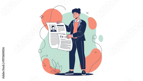 Young professional holding a CV, job application, career, recruitment concept