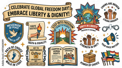 Global Freedom Day Celebration: Liberty and Dignity Concept