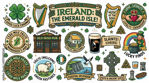 Ireland Emerald Isle Collection: Clipart, Symbols, Irish Culture