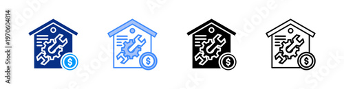 Fixed Assets Multiple Style Icon Set Vector 