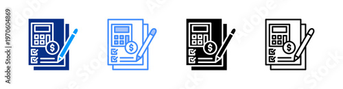 Budget Planning Multiple Style Icon Set Vector 