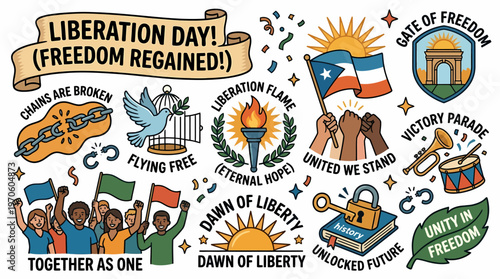 Liberation Day Freedom Regained Celebration Symbols
