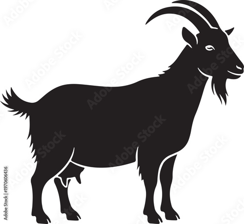 Goat breeds vector illustration, black and white silhouettes. Perfect for goat lovers, farmers, livestock enthusiasts. Features boer, alpine, nubian, pygmy, angora, saanen, toggenburg, oberhasli