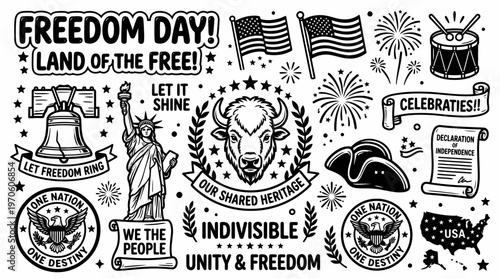 USA Independence Day Symbols: Freedom, Liberty, Unity
