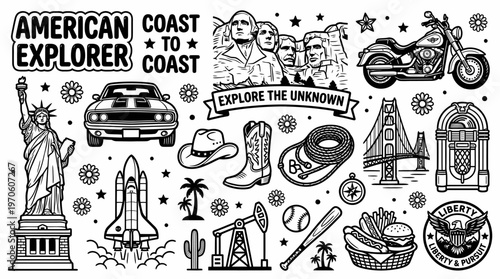 American Explorer: Road Trip Icons & Landmarks
