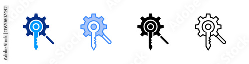 Keyword Optimization Multiple Style Icon Set Vector 