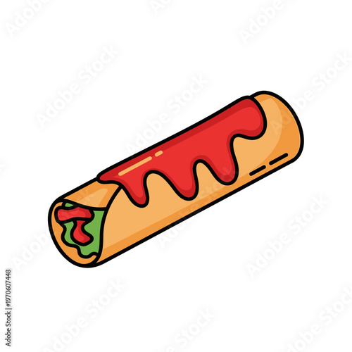 Mexican Enchilada with Red Sauce Vector Icon