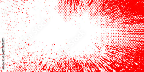 Abstract red grunge texture with artistic paint splatters and a heart shape pattern for a Christmas holiday card design