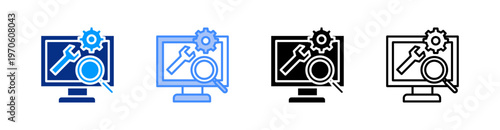 Technical Seo Multiple Style Icon Set Vector 