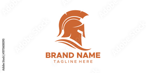 Logo design with a spartan helmet.