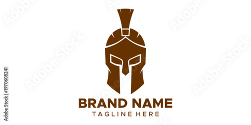Brown Spartan helmet logo template design.