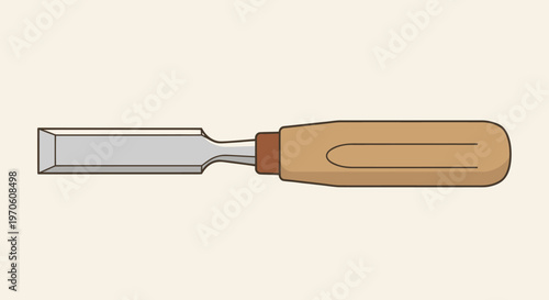 Woodworking Chisel Tool with Wooden Handle.