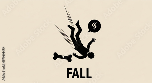 Silhouette of a Person Falling with Bone and Sound Effect.