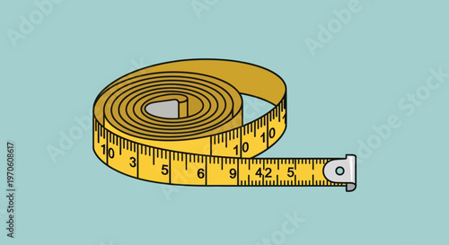 Yellow Tape Measure Illustration on Light Background.