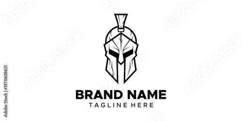 Spartan helmet logo template design.