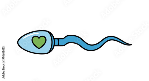Sperm Cell with Heart Inside Head Illustration.