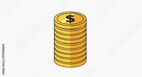 Stack of Gold Coins with Dollar Sign.