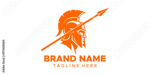 Spartan warrior helmet logo template design.