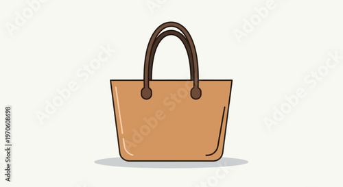 Tan Leather Handbag with Brown Handles.