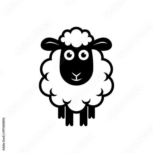 A cute cartoon sheep with fluffy wool.