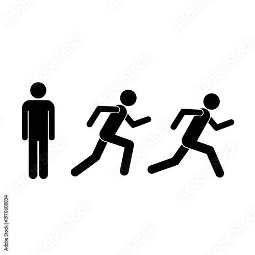 stick figures running in a row.
