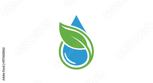 Water Drop with Leaf Eco Logo.