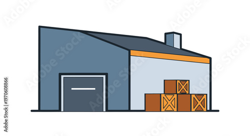 Warehouse with Crates and Chimney.