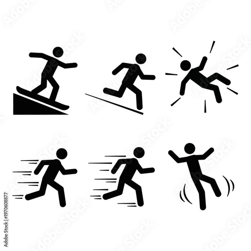 stick figure running and slipping icons.