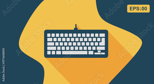 White Computer Keyboard Vector Illustration.