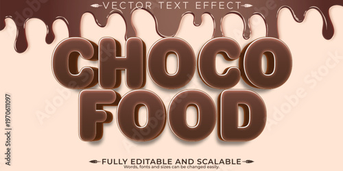 Chocolate text effect, editable breakfast and snack text style
