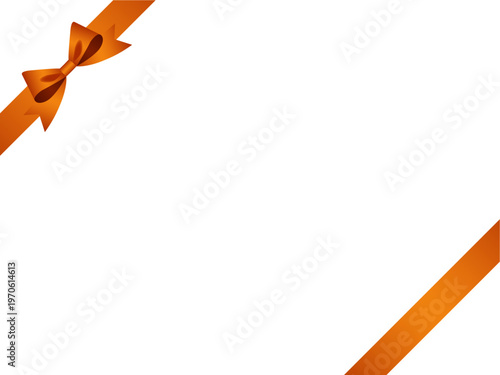 リボン蝶大、斜F、m9オレンジ