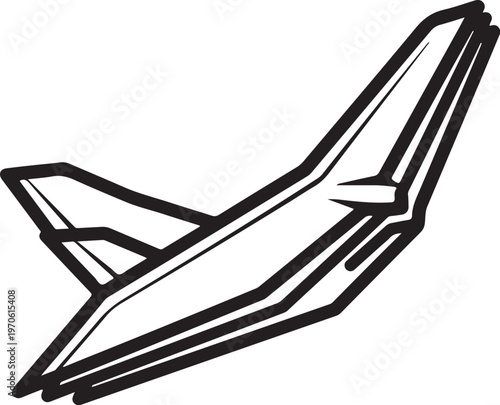 Airplane flying high in the sky with bold black lines