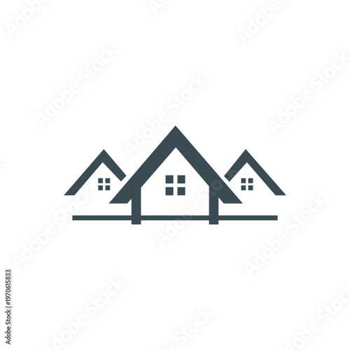 House roof home icon symbol minimalist real estate logo style graphic for property, housing and construction branding