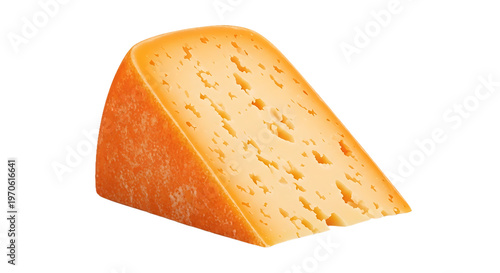 Isolated cheese wedge with holes culinary ingredient on transparent background