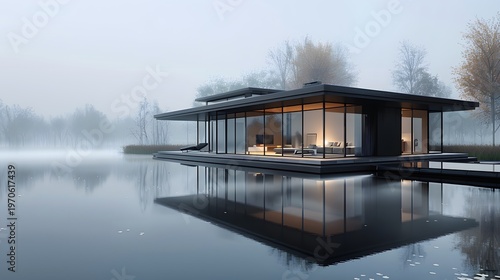 A stylish minimalist Scandinavian house in the middle of snow land 